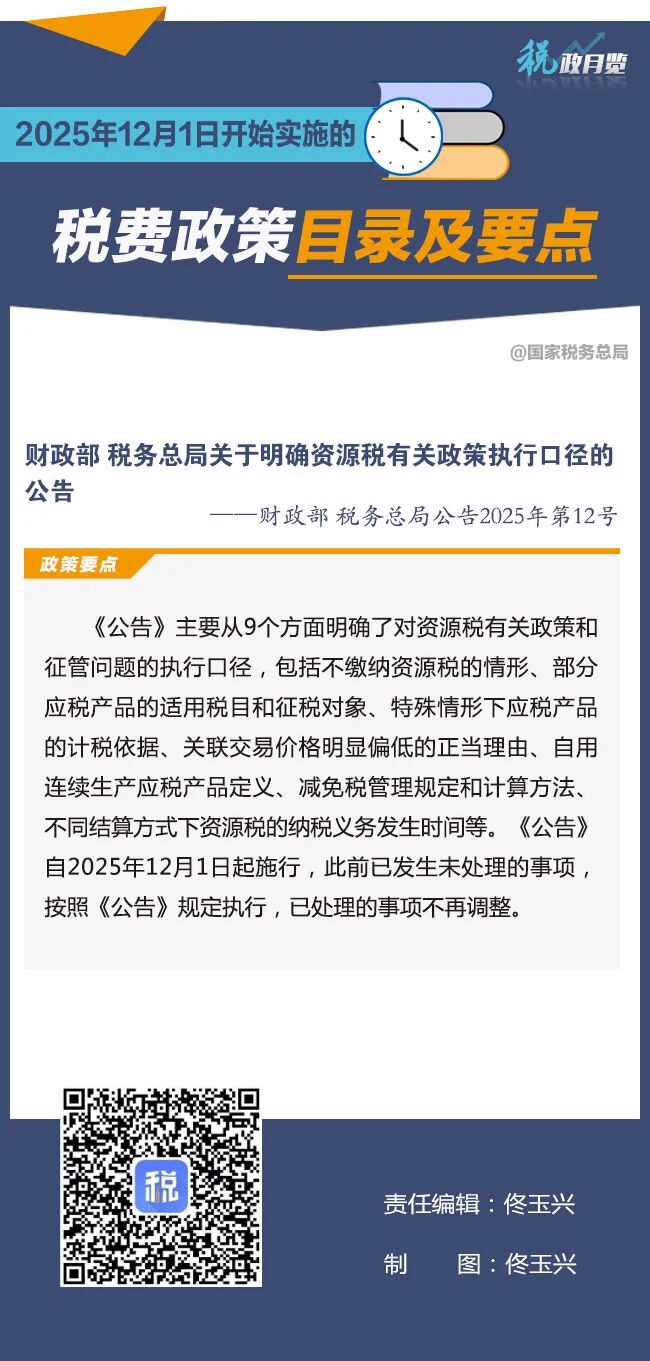 2025年12月1日开始实施的税费政策
